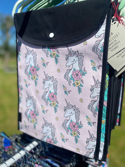 Book Bag FLORAL UNICORNS PINK